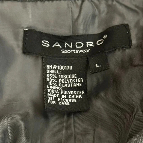 Sandro Sportswear Ruffle Jacket Coat Pockets Gray Belt Tie EUC - Picture 6 of 7